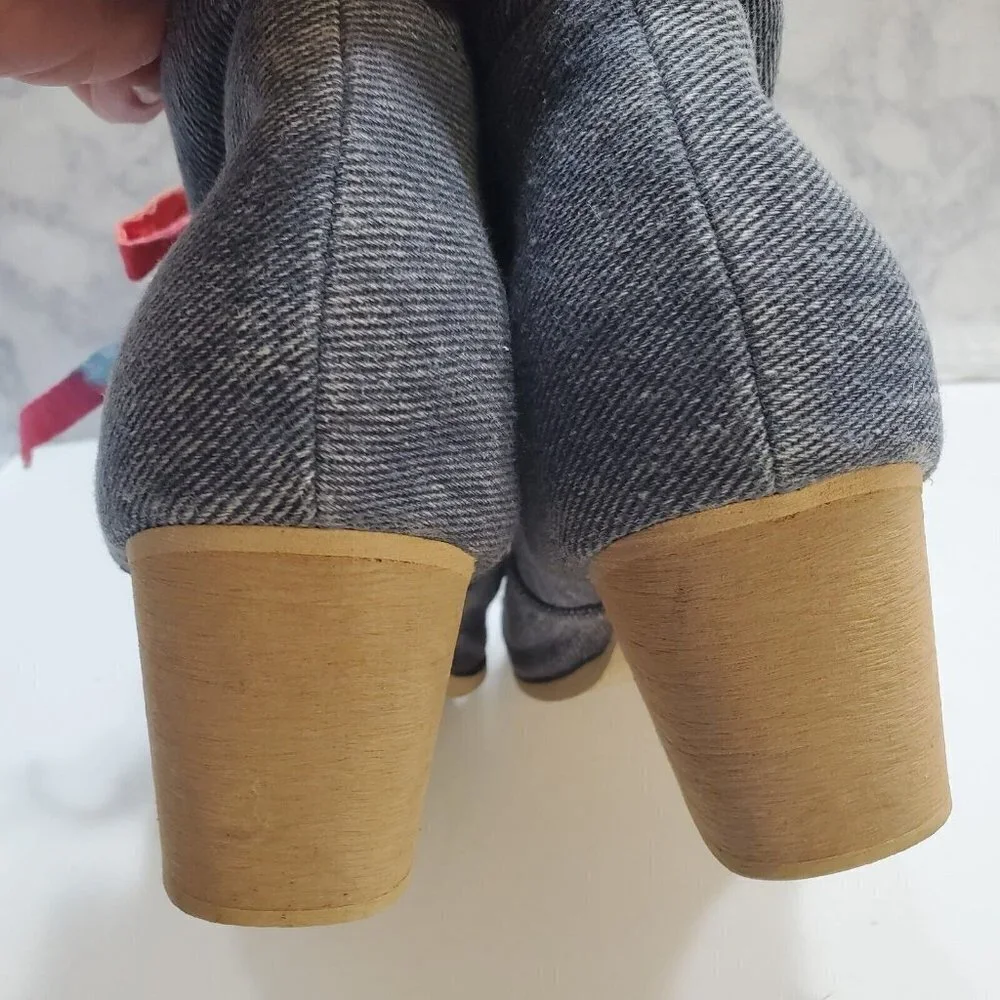 YRU AURA LO Womens Boots Size‎ 8 Blue Denim Festival Colorful Stars Quirky